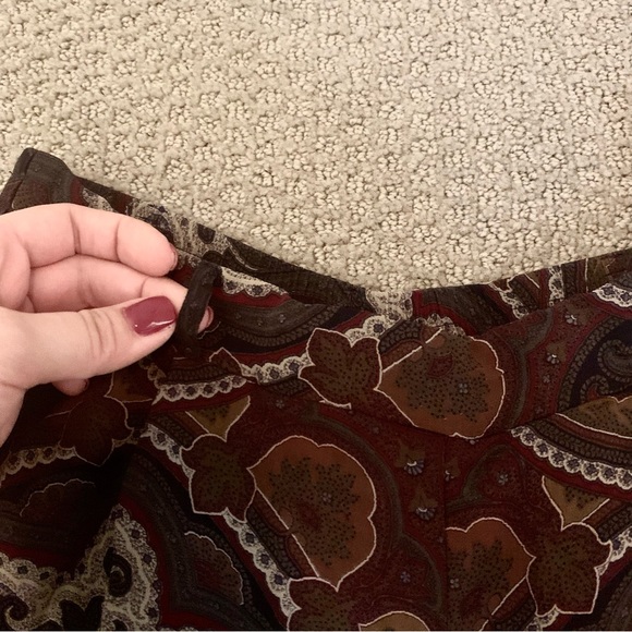 ANN TAYLOR Wide Leg Loose Pants - Paisley Maroon Brown Navy Trousers - Elastic - Picture 6 of 10